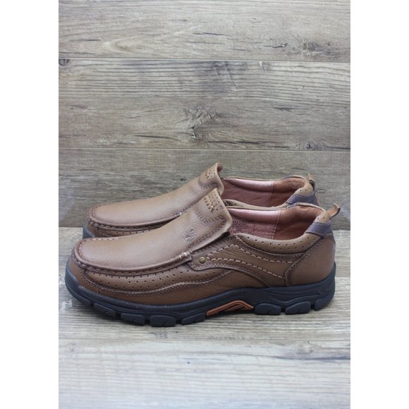 Camel Crown men's khaki leather comfort walking loafers slip on shoes 13 - Picture 3 of 15